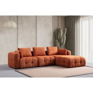 Rohová sedacia súprava / Rohová pohovka Amaris 3 Seater With Pouffe - Orange vyobraziť