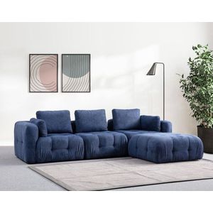 Rohová sedacia súprava / Rohová pohovka Amaris 3 Seater With Pouffe - Navy Blue vyobraziť