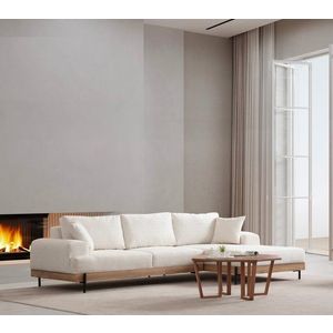 Rohová sedacia súprava / Rohová pohovka Eti Oak Right - White vyobraziť