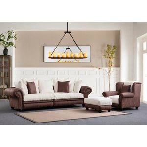 Trojmiestna pohovka Fresno 3 - Brown, White vyobraziť