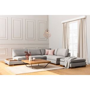 Rohová sedacia súprava / Rohová pohovka Tulip Corner Right With Pouf - Light Grey vyobraziť