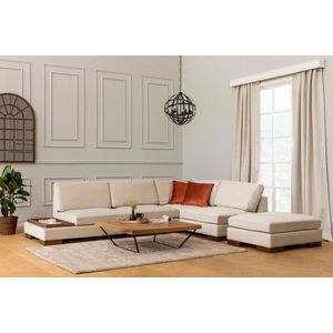 Rohová sedacia súprava / Rohová pohovka Tulip Corner Right With Pouf - Beige vyobraziť