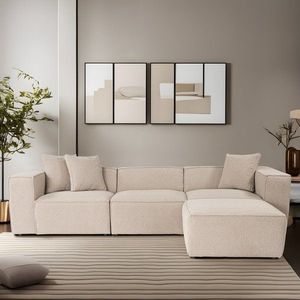 Rohová sedacia súprava / Rohová pohovka Lora (L1-O1-1R-POUFFE ) - Peach vyobraziť