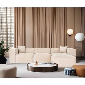 Rohová sedacia súprava / Rohová pohovka Lora (L1-O1-1R-POUFFE ) - Cream vyobraziť