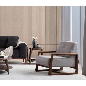 Kreslo ušiak Athena Bergere - Light Grey, Walnut vyobraziť