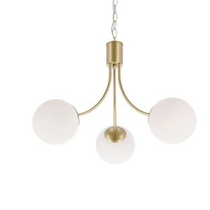 Mosadzná závesná lampa Dani 3x40W E14 – elegantné svietidlo s bielym tienidlom do obývačky a jedálne vyobraziť