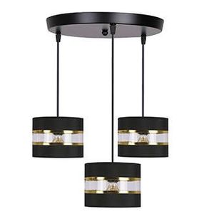 Závesná lampa PANDY čierna doska 3x40W E27 tienidlo čierna+zlatá vyobraziť