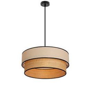 Závesná lampa LORENZO čierna 1x60W E27 krémové tienidlo s čiernym lemom vyobraziť