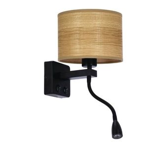 Nástenná lampa Polo čierna 1X40W E27+2W LED tienidlo z orechového dreva vyobraziť