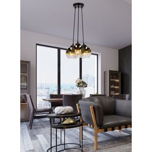 Závesná lampa Nubia čierna 3x60W E27 zlaté tienidlo vyobraziť