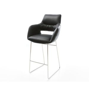 Barová stolička Yago-Flex pravá koža čierna tenká podstava nerezová vyobraziť