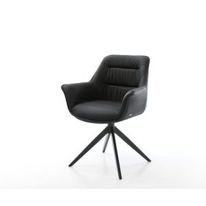 Jedálenská stolička Kaira-Flex pravá koža čierna krížová podstava vyobraziť