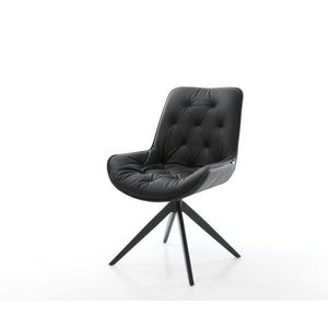 Otočná jedálenská stolička Taimi-Flex pravá koža čierna krížová vyobraziť