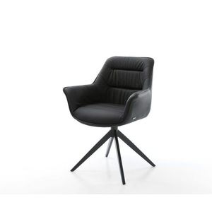 Otočná jedálenská stolička Kaira-Flex pravá koža čierna krížová vyobraziť