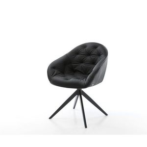 Otočná jedálenská stolička Gaio-Flex pravá koža čierna krížová vyobraziť