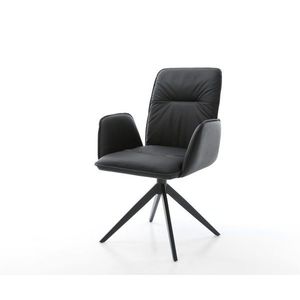 Otočná jedálenská stolička Vinja-Flex pravá koža čierna krížová vyobraziť