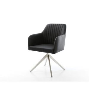 Otočná jedálenská stolička Greg-Flex pravá koža čierna krížová vyobraziť