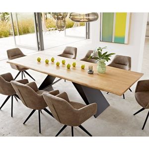 Jedálenský stôl Edge 260x100x2, 5 cm dub prírodný podstava v tvare vyobraziť