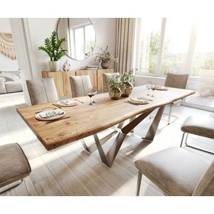 Jedálenský stôl Edge 240x100 akácia prírodná Spider plochá oceľ vyobraziť