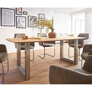 Jedálenský stôl Edge oválny 200x100x2, 5-3 cm dub prírodný nerezová vyobraziť