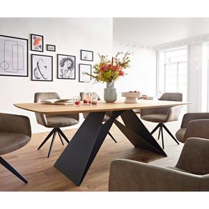 Jedálenský stôl Edge oválny tvar 200x100x2, 5-3 dub prírodný podstava vyobraziť