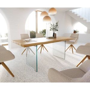 Jedálenský stôl Edge 200x100 dub prírodný sklo Live-Edge vyobraziť