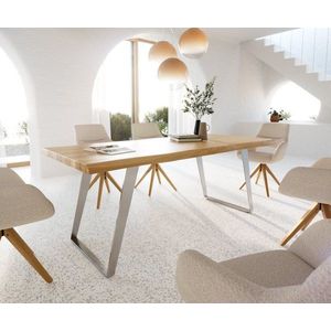 Jedálenský stôl Edge 200x100 dub prírodný nerezová oceľ skosený Live vyobraziť