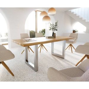 Jedálenský stôl Edge 200x100 dub prírodný nerezová oceľ široký Live vyobraziť