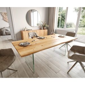 Jedálenský stôl Edge 200x100x2, 5 dub prírodný sklo Live-Edge vyobraziť