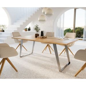 Jedálenský stôl Edge 200x100x2, 5 dub prírodný nerezová oceľ skosený vyobraziť