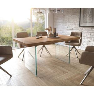 Jedálenský stôl Edge 160x90 XL akácia prírodná sklo Live-Edge vyobraziť