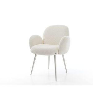 Jedálenská stolička Nube-Flex s opierkami bouclé biela 4-nohá zúžená vyobraziť