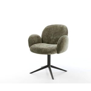 Nube-Flex jedálenská stolička s podrúčkami šenilový olivový podstavec vyobraziť