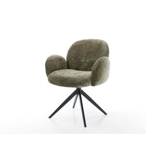 Nube-Flex jedálenská stolička s podrúčkami šenilová olivová krížová vyobraziť