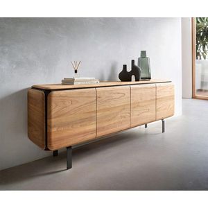 Príborník Giacinto 180 cm prírodný jilm 4 dvierka podstavec v tvare vyobraziť