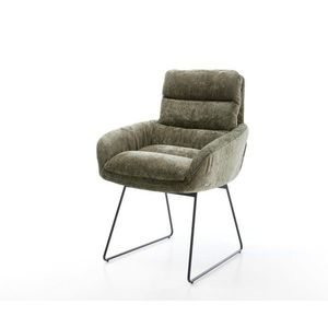 Abelia-Flex jedálenská stolička s podrúčkami šenilová olivová podnož vyobraziť