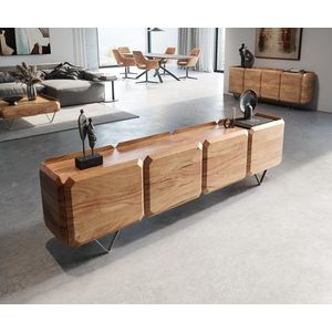 TV stolík Kiano 220 cm prírodná akácia 4 dvierka podstavec v tvare vyobraziť