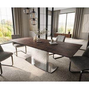 Jedálenský stôl Edge 180-220x90 sklo antická hnedá základňa Wave vyobraziť