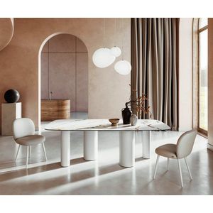 Jedálenský stôl Edge Boot 240x120 Keramický stôl Calacatta Luxe bielo vyobraziť