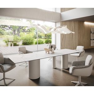 Hranatý jedálenský stôl 300x100 Keramický Laminam®Statuarietto biely vyobraziť