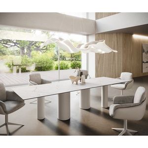 Hranatý jedálenský stôl 300x100 Keramický Laminam®Statuarietto biely vyobraziť