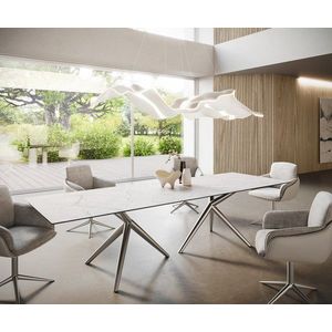 Hranatý jedálenský stôl 300x100 keramický Laminam®Statuarietto biely vyobraziť