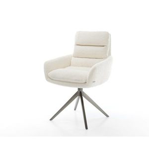 Otočná stolička Abelia-Flex s podrúčkami Bouclé biela Krížový rám vyobraziť