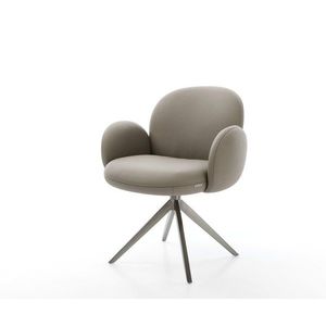 Otočné kreslo Nube-Flex s podrúčkami pravá koža blatový krížový rám vyobraziť