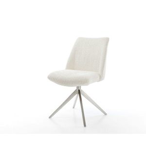 Otočná stolička Elso-Flex Bouclé Biely široký krížový rám Nerezová vyobraziť