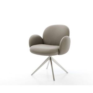 Otočná stolička Nube-Flex s podrúčkami pravá koža blatový krížový rám vyobraziť