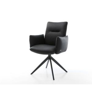 Otočná stolička Jova-Flex s podrúčkami pravá koža čierna Krížový rám vyobraziť