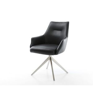 Otočná stolička Alja-Flex s podrúčkami Pravá koža Čierny široký vyobraziť