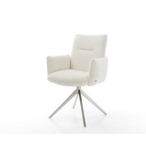 Otočná stolička Jova-Flex s podrúčkami Bouclé biela Krížový rám široký vyobraziť