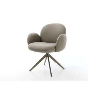 Otočná stolička Nube-Flex s podrúčkami pravá koža blatový krížový rám vyobraziť